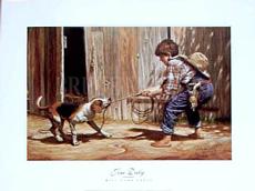 boy and his dog painting